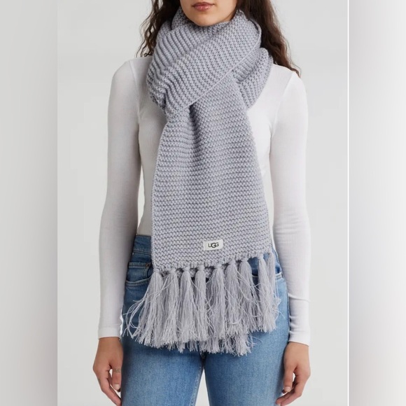 UGG Light Gray Fringe Scarf